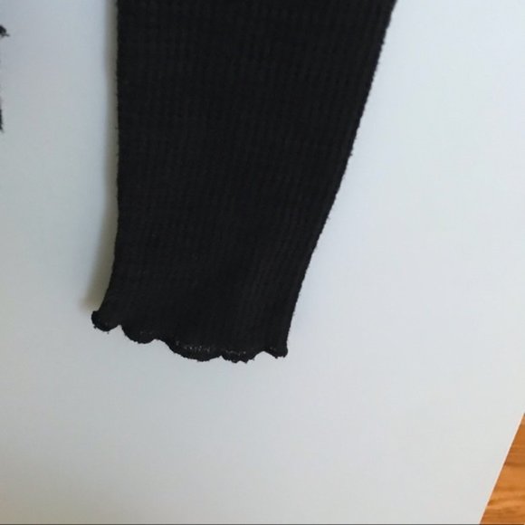 FREE PEOPLE We The Free Marigold Waffle Knit Thermal Turtle Top in Black XS - Picture 8 of 11